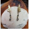 Dragon wing brass earrings with czech glass