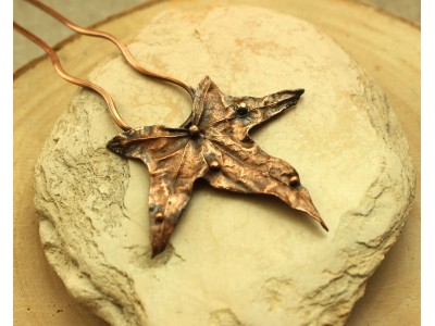 Copper ivy leaf haircomb 