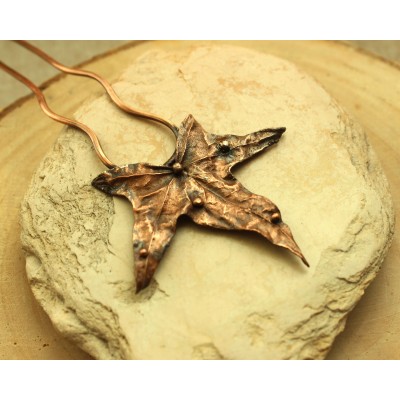 Copper ivy leaf haircomb 