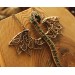 Green onyx wire-wrapped copper dragon