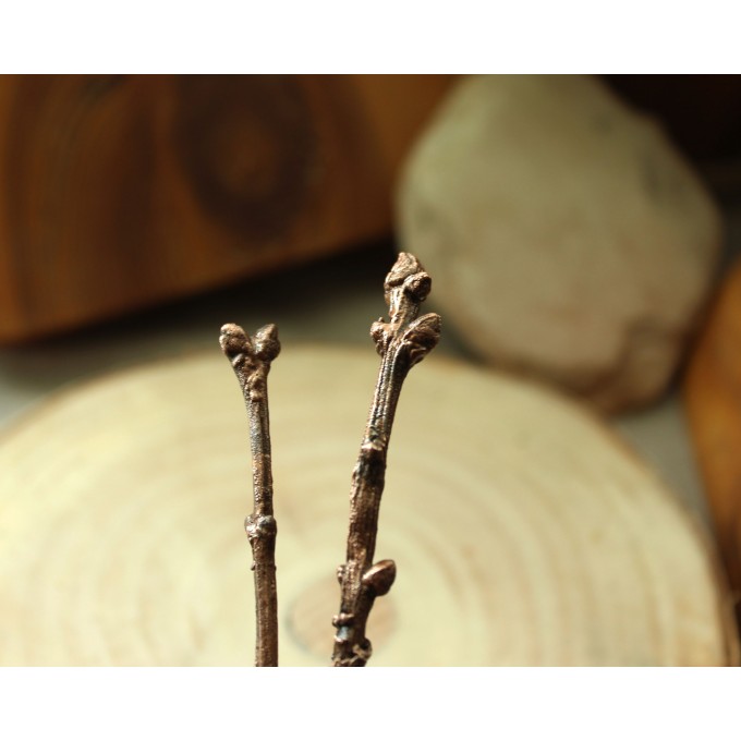 Copper hair-stick Lilac branch with amethysts