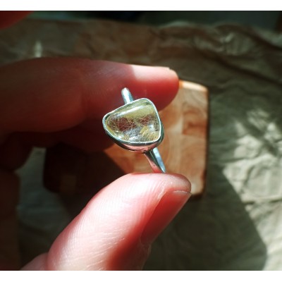 Rutile quartz silver ring