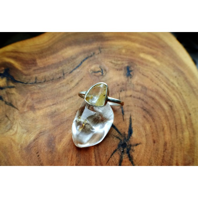 Rutile quartz silver ring