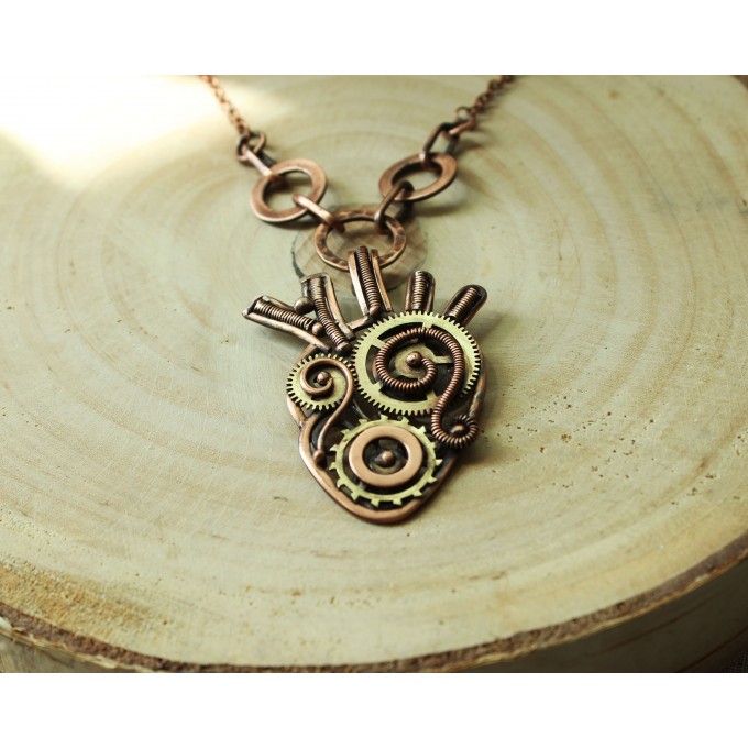 SteamPunk mechanic heart necklace 