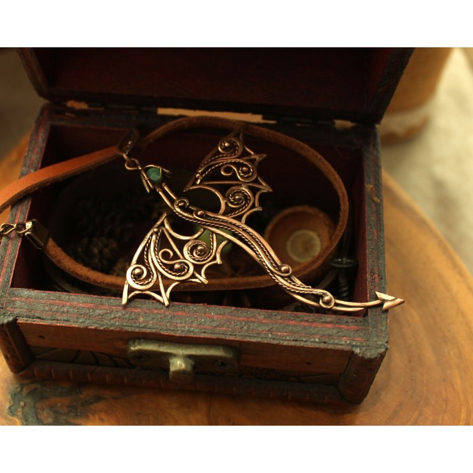 Copper dragon necklace with chrysoprase