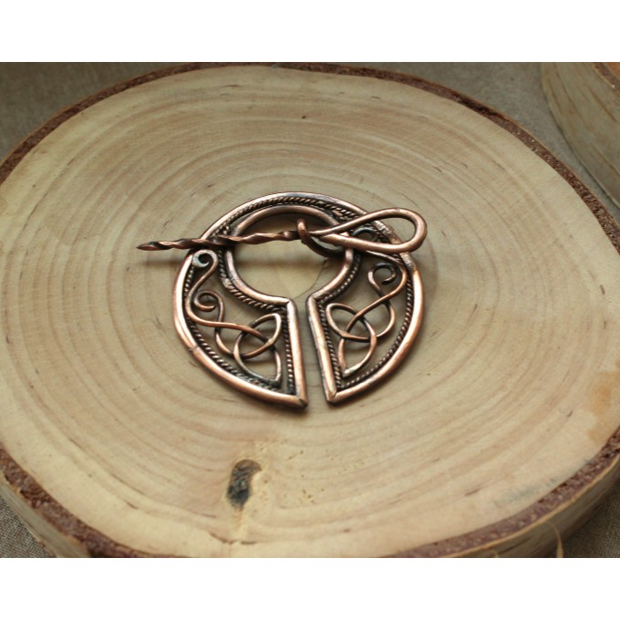 Copper celtic triquetra brooch