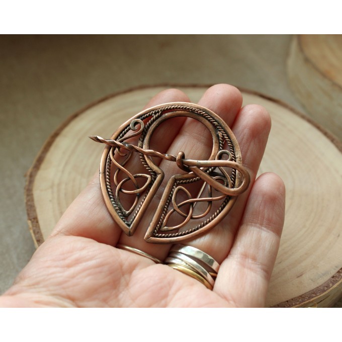 Copper celtic triquetra brooch