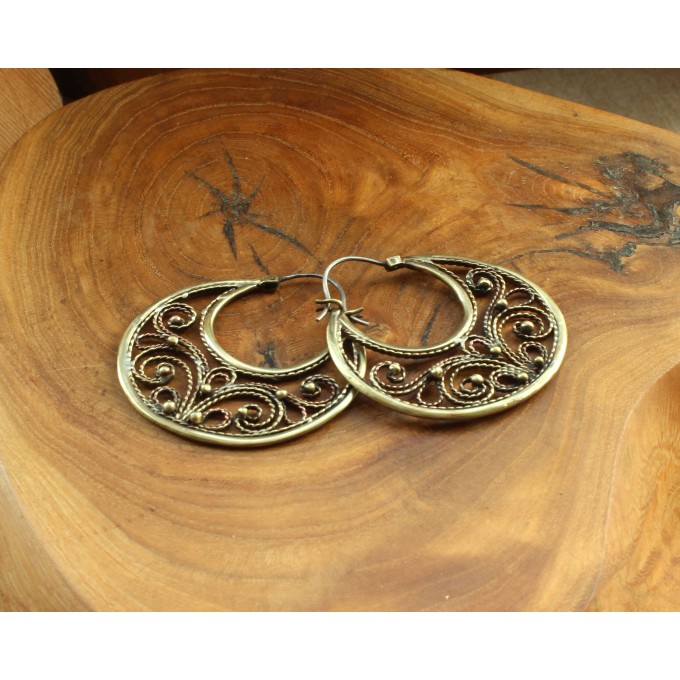 Filigree copper earrings with silver earhook