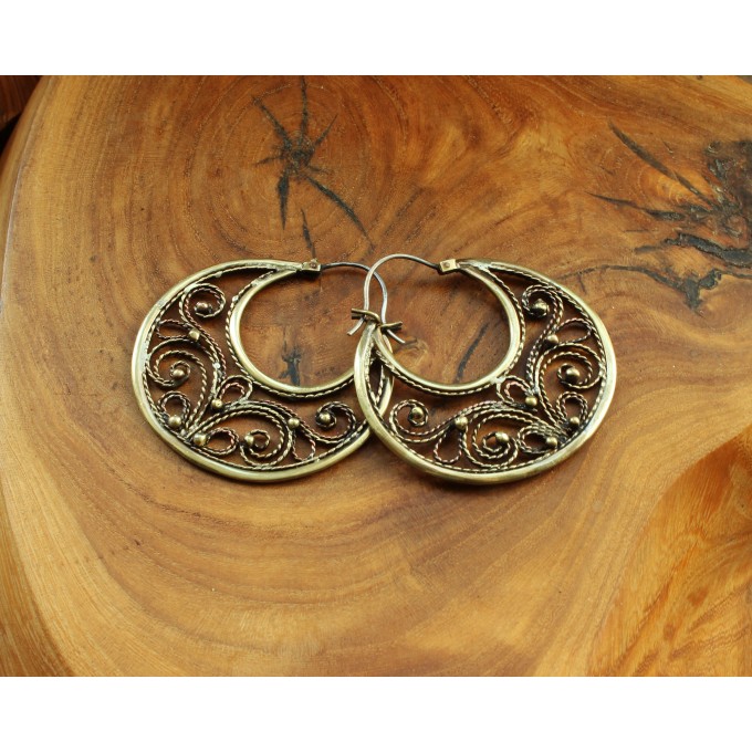 Filigree copper earrings with silver earhook