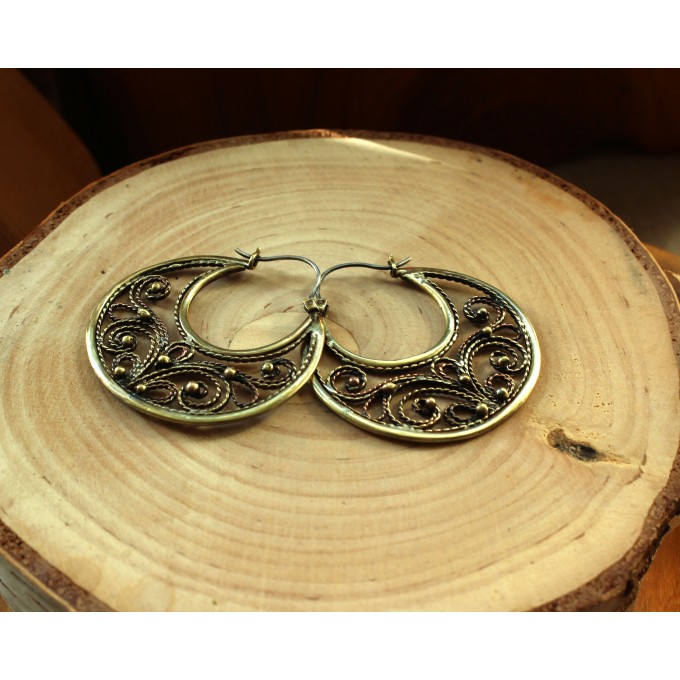 Filigree copper earrings with silver earhook