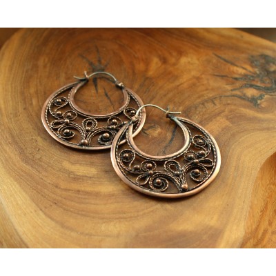 Filigree copper earrings