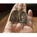 Gothic-style copper and brass filigree earrings