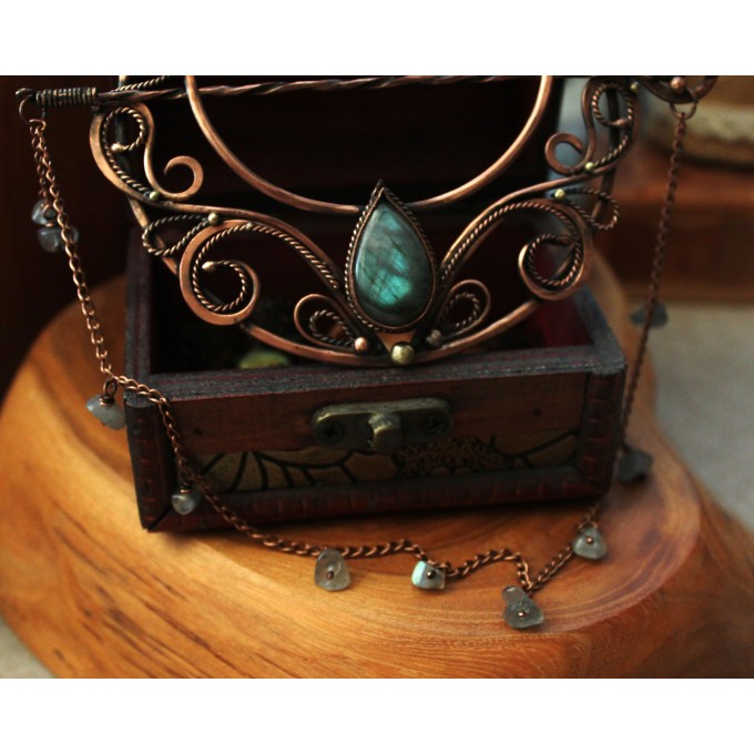 Hair clip Moon with labradorites