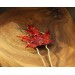 Hair pin with red maple leaf