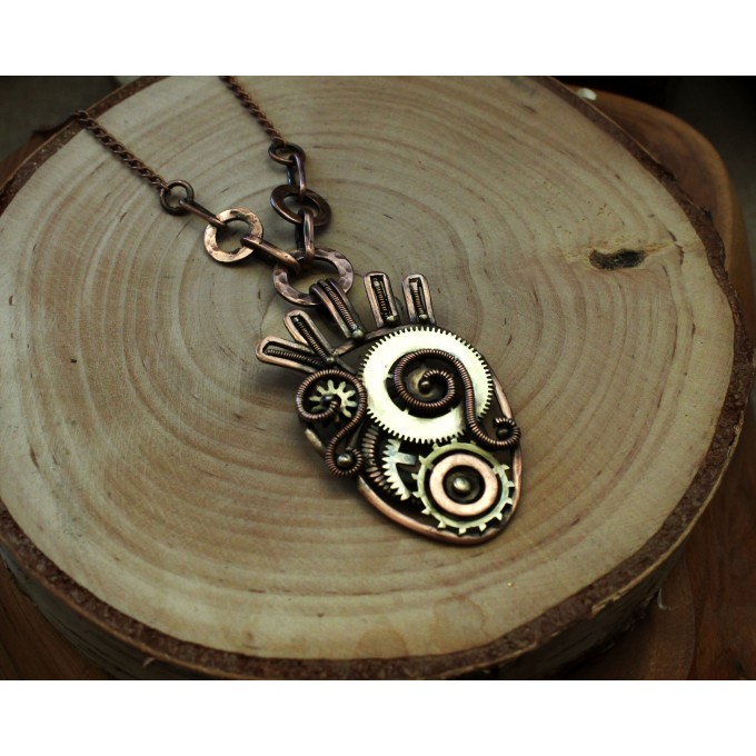 SteamPunk mechanic heart necklace 