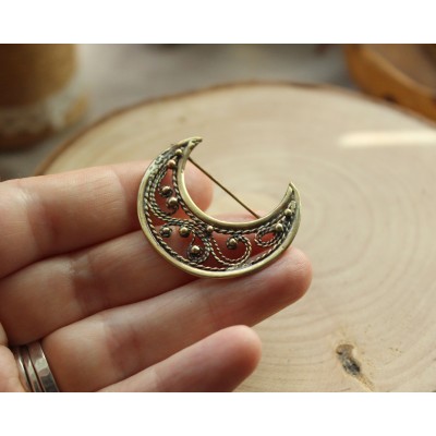 Copper and brass filigree moon broch