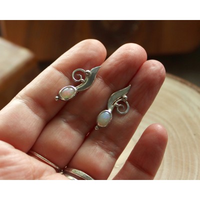 Silver earrings with opals