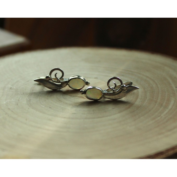 Silver earrings with opals