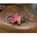 Copper hair clip with red - green oak leaf