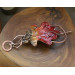 Copper hair clip with red - green oak leaf