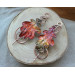 Copper hair clip with red - green oak leaf