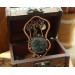 Copper filigree tree brooch with moss agate