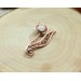 Copper filigree tulip brooch with rose quartz 