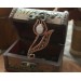 Copper filigree tulip brooch with rose quartz 