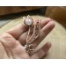 Copper filigree tulip brooch with rose quartz 