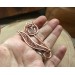 Copper filigree tulip brooch with rose quartz 