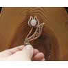 Copper filigree tulip brooch with rose quartz 