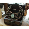 Hair clip Moon with phrenit in wire wrap technic
