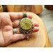 Steampunk clockface necklace with labradorite