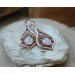 Copper filigree earrings with rose quartz
