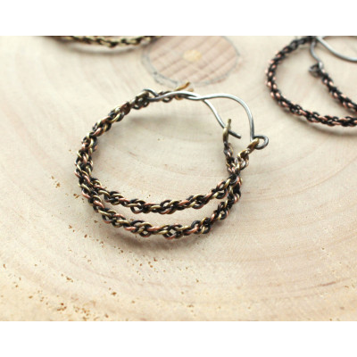 Copper wire wrap viking earrings