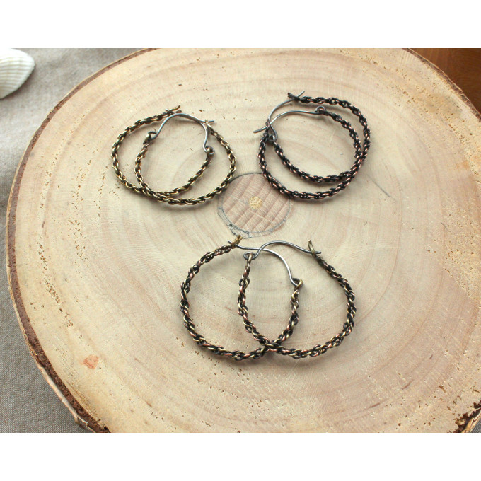 Copper wire wrap earrings viking style