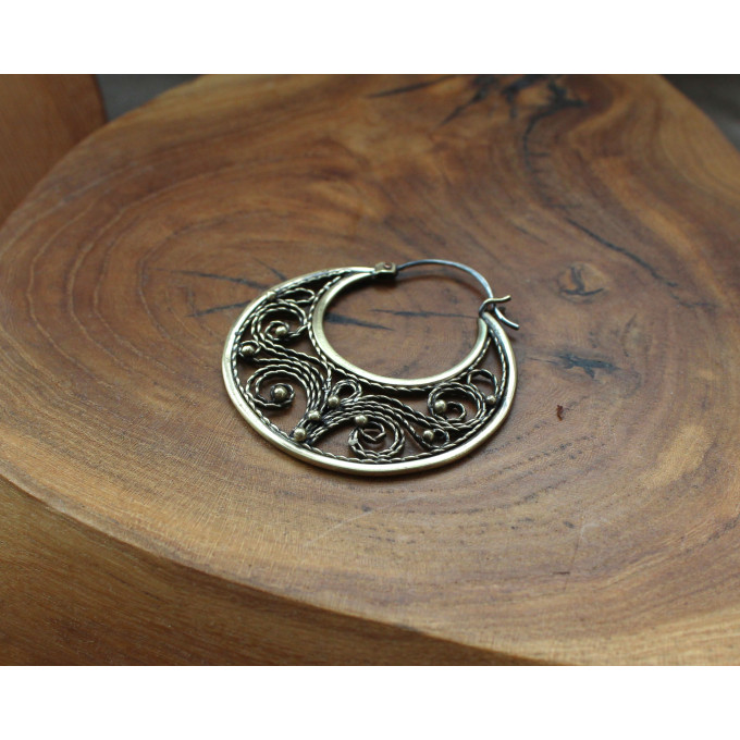 Filigree copper earrings with silver earhook
