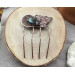 Filigree haircomb with copper ivy leaf and green labradorite