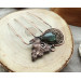 Filigree haircomb with copper ivy leaf and green labradorite