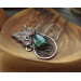 Filigree haircomb with copper ivy leaf and green labradorite