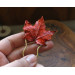 Hair pin with red maple leaf