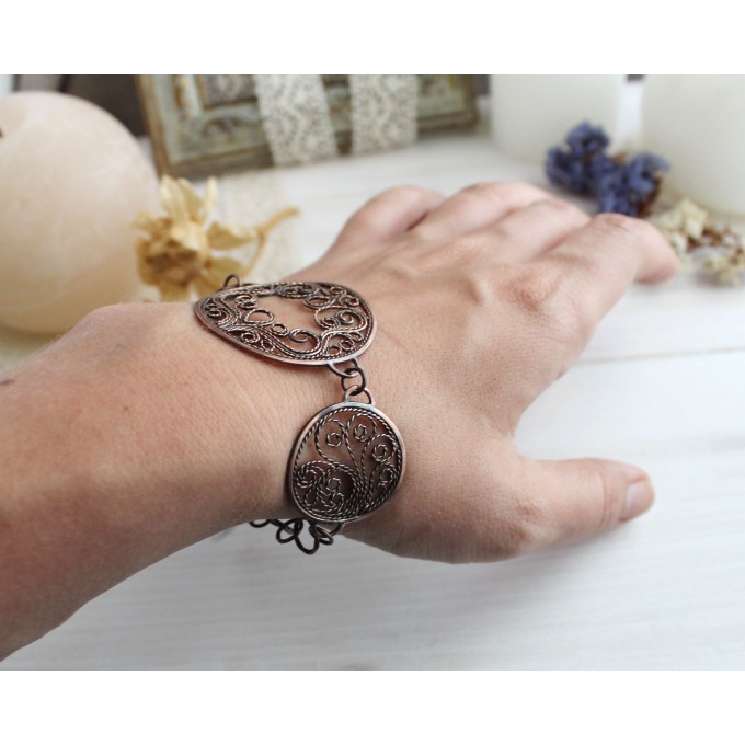Copper filigree bracelet