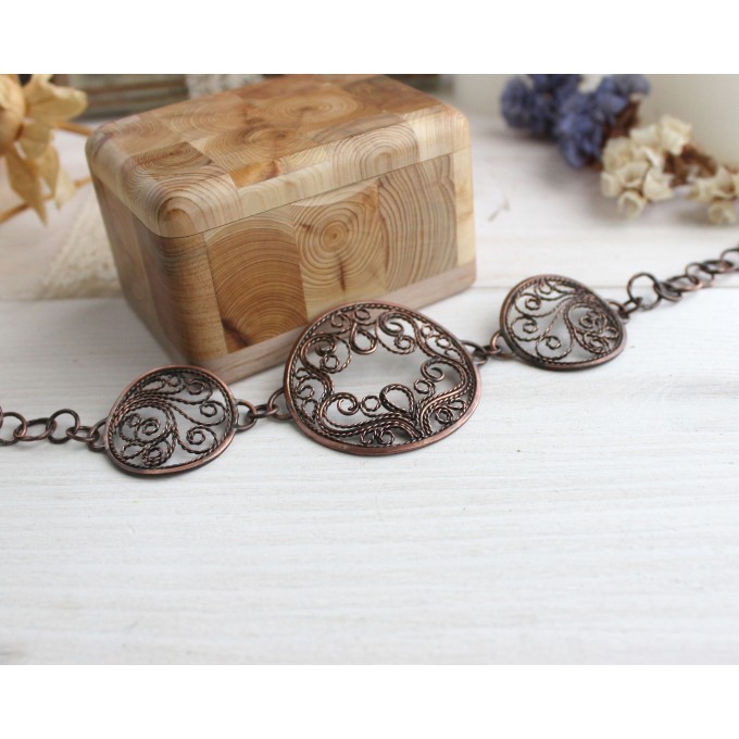 Copper filigree bracelet