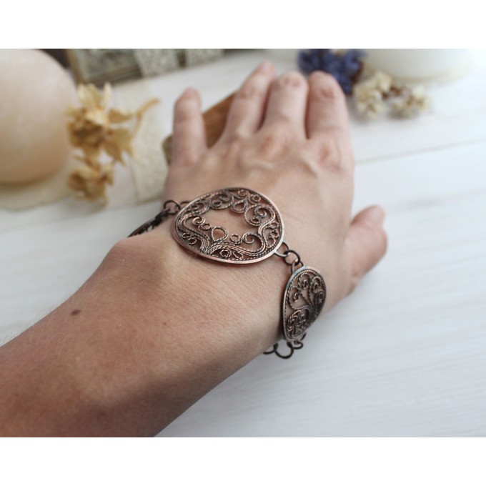 Copper filigree bracelet