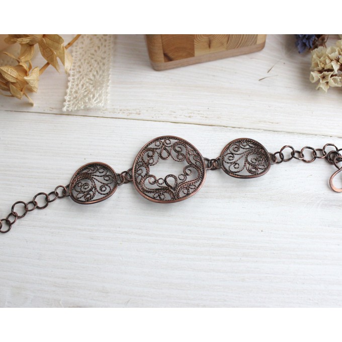 Copper filigree bracelet