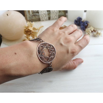 Copper filigree bracelet