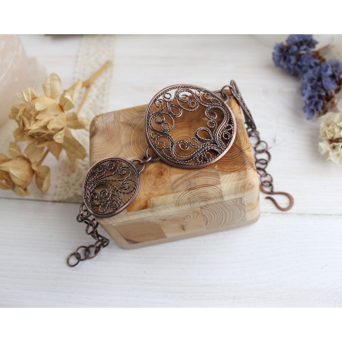 Copper filigree bracelet