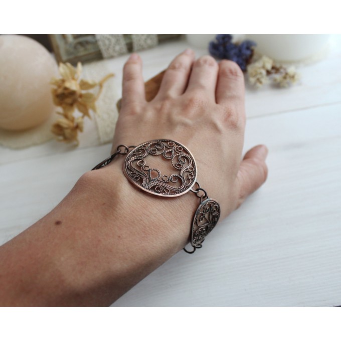 Copper filigree bracelet