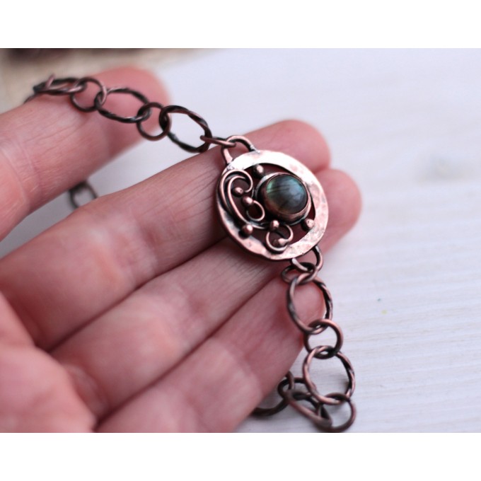 Copper labradorite bracelet 