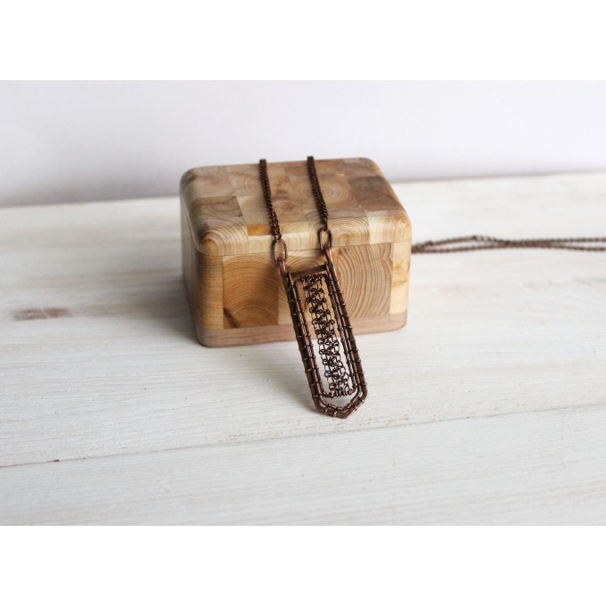 Copper wire wrap unisex necklace